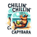 (2 Pack) Chillin Like A Capybara Stickers - Funny Capybara Stickers - Animal Humor Stickers - 5" On Longest Side - Sticks to Any Smooth Flat Surface - Made in USA - BMCS2672
