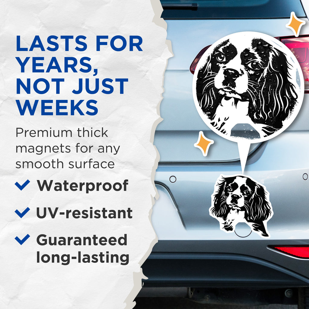 (2 Pack) Cavalier King Charles Spaniel Magnets - Dog Owner Decor - Pet Lover Refrigerator Accent - 5 Inches On Longest Side - Thick Durable Magnet - Made in USA - MAG37955
