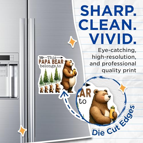 (2 Pack) Papa Bear Magnets - Bear Family - Cute Woodland - Nature Theme - Animal - 5" On Longest Side - for Cars, Refrigerators, Toolboxes, Lockers - Made in USA BMCS3242