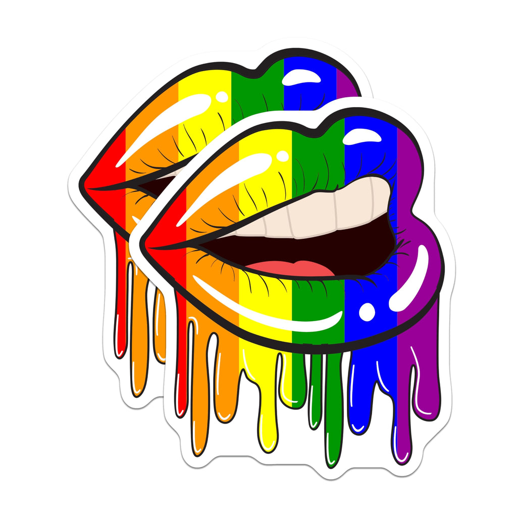 (2 Pack) Rainbow Dripping Lips Magnets - Pride LGBTQ+ Decor - Fridge Locker Magnets - 5 Inches On Longest Side - Thick Durable Magnet - Made in USA - MAG21693