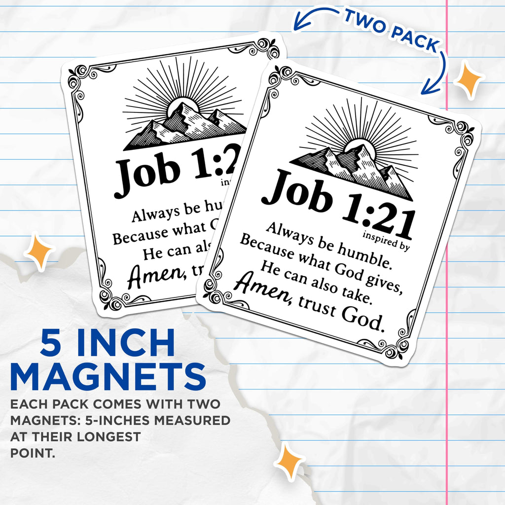 (2 Pack) Job 1 21 Magnets - Religious Scripture - Inspirational Quote - 5" On Longest Side - Premium Magnet - for Cars, Refrigerators, Toolboxes, Lockers - Made in USA - MAG14530