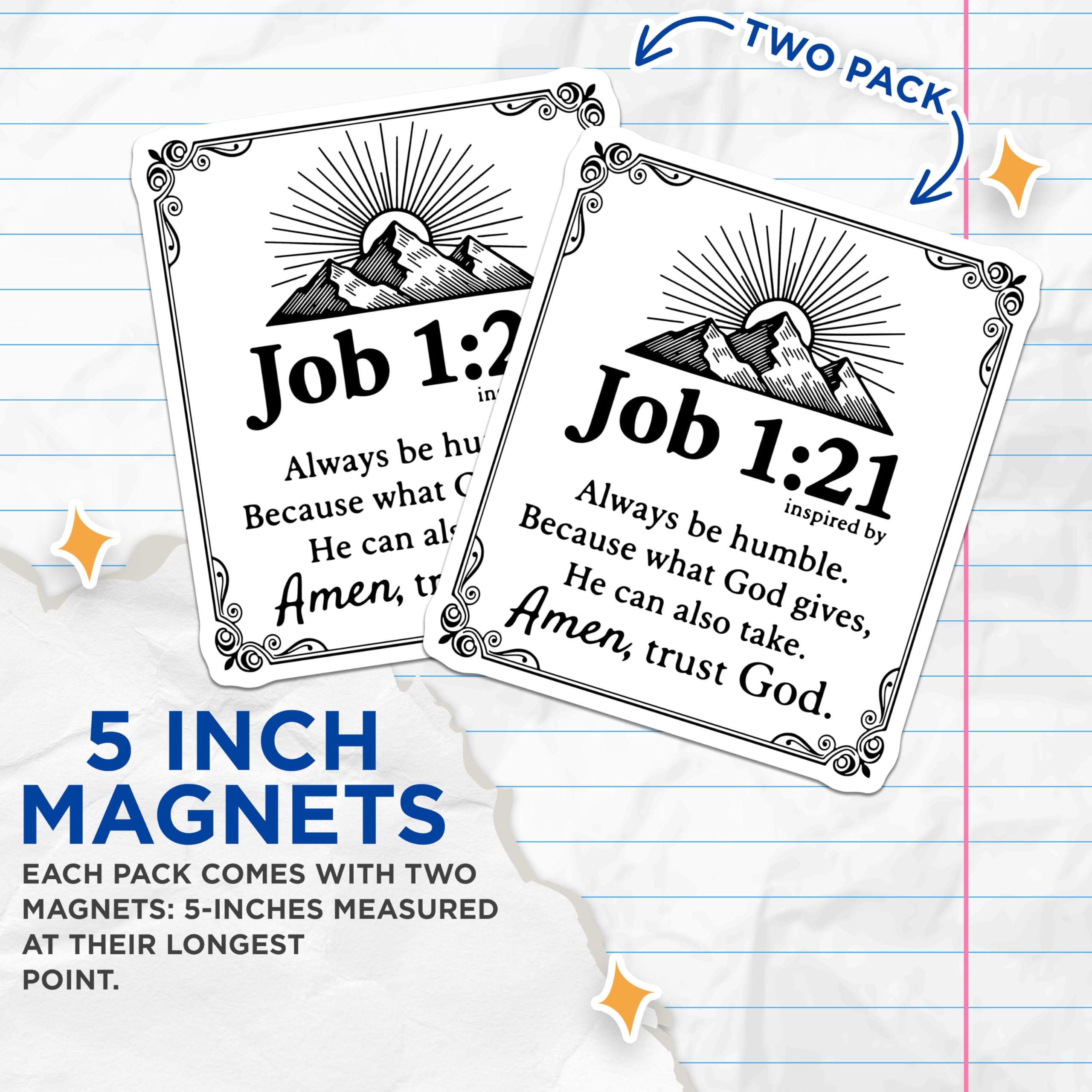 (2 Pack) Job 1 21 Magnets - Religious Scripture - Inspirational Quote - 5" On Longest Side - Premium Magnet - for Cars, Refrigerators, Toolboxes, Lockers - Made in USA - MAG14530