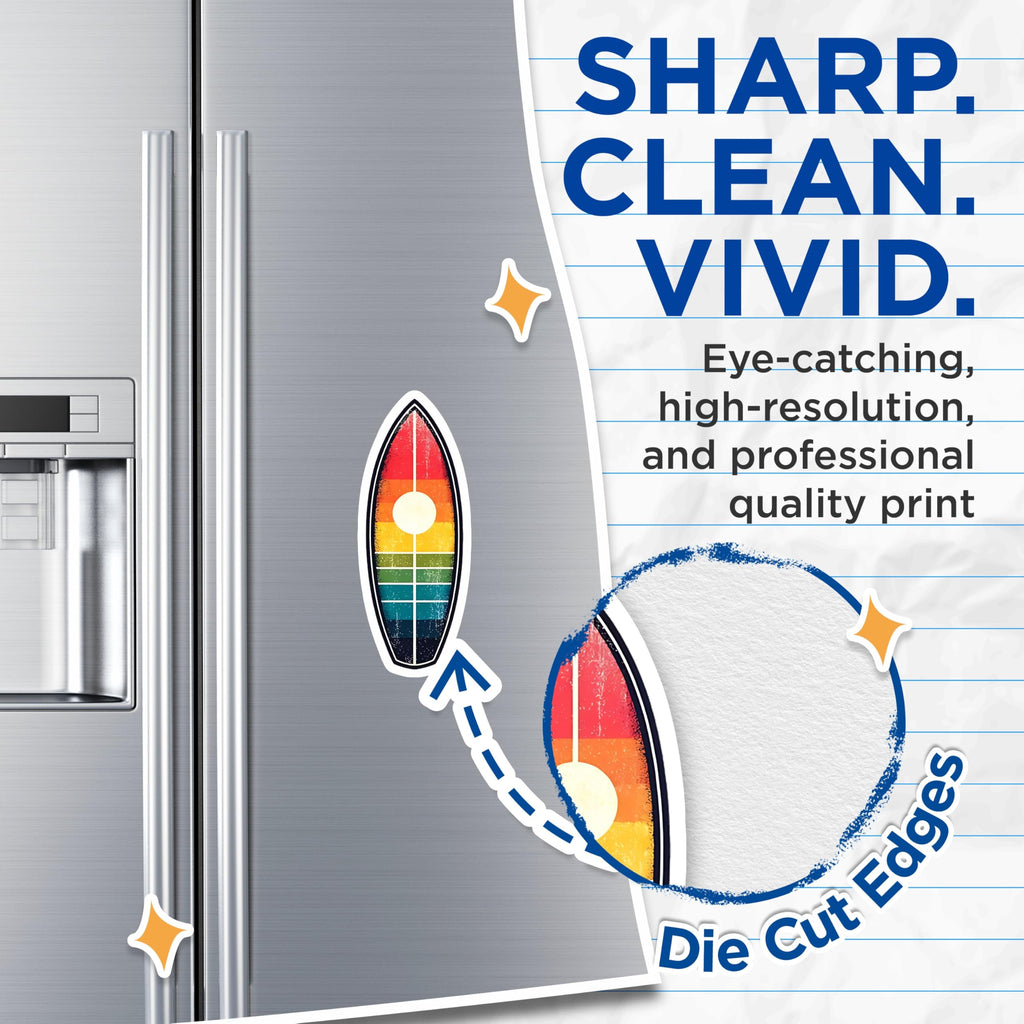 (2 Pack) Surfboard Magnets - Retro Surf Decor - Beach Theme Magnets - 5" On Longest Side - Premium Magnet - for Cars, Refrigerators, Toolboxes, Lockers - Made in USA - MAG14710