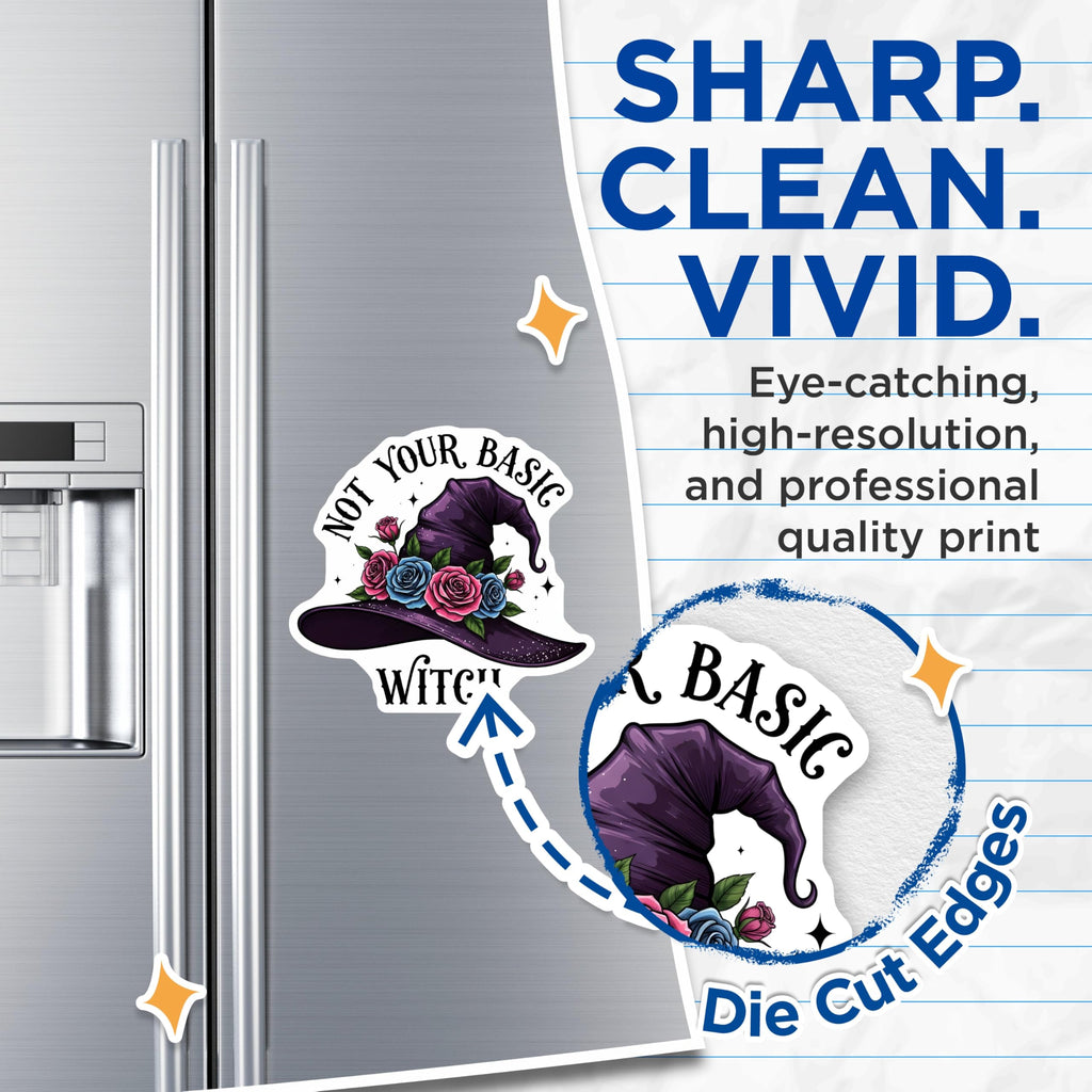 (2 Pack) Witch Hat Magnets - Not Your Basic Witch - Floral Hat Magnets - 5" On Longest Side - Premium Magnet - for Cars, Refrigerators, Toolboxes, Lockers - Made in USA - MAG17796