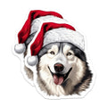 (2 Pack) Christmas Husky Magnets - Santa Dog Lover Decor - Xmas Stocking Stuffer - 5 Inches On Longest Side - Thick Durable Magnet - Made in USA - MAG26608