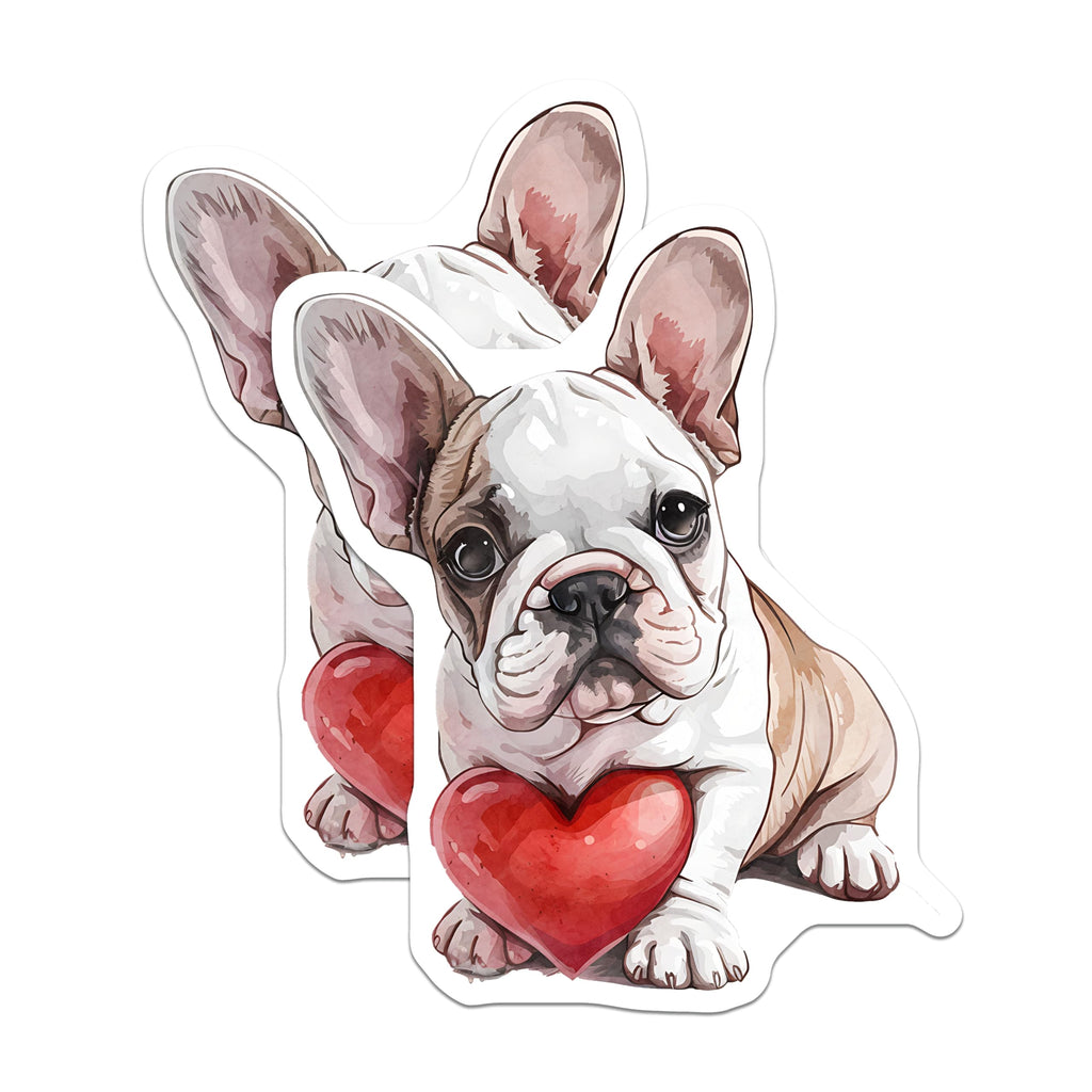 (2 Pack) French Bulldog Magnets - Heart Holding Dog - Dog Lover Fridge Decor - 5" On Longest Side - Premium Magnet - for Cars, Refrigerators, Toolboxes, Lockers - Made in USA - MAG16654