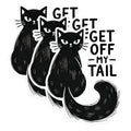 (3 Pack) Black Cat Decals - Get Off My Tail - Sarcastic Cat Laptop Decal - 3 Inches On Longest Side - Easy Peel & Apply - Made in USA - 3MCS1597