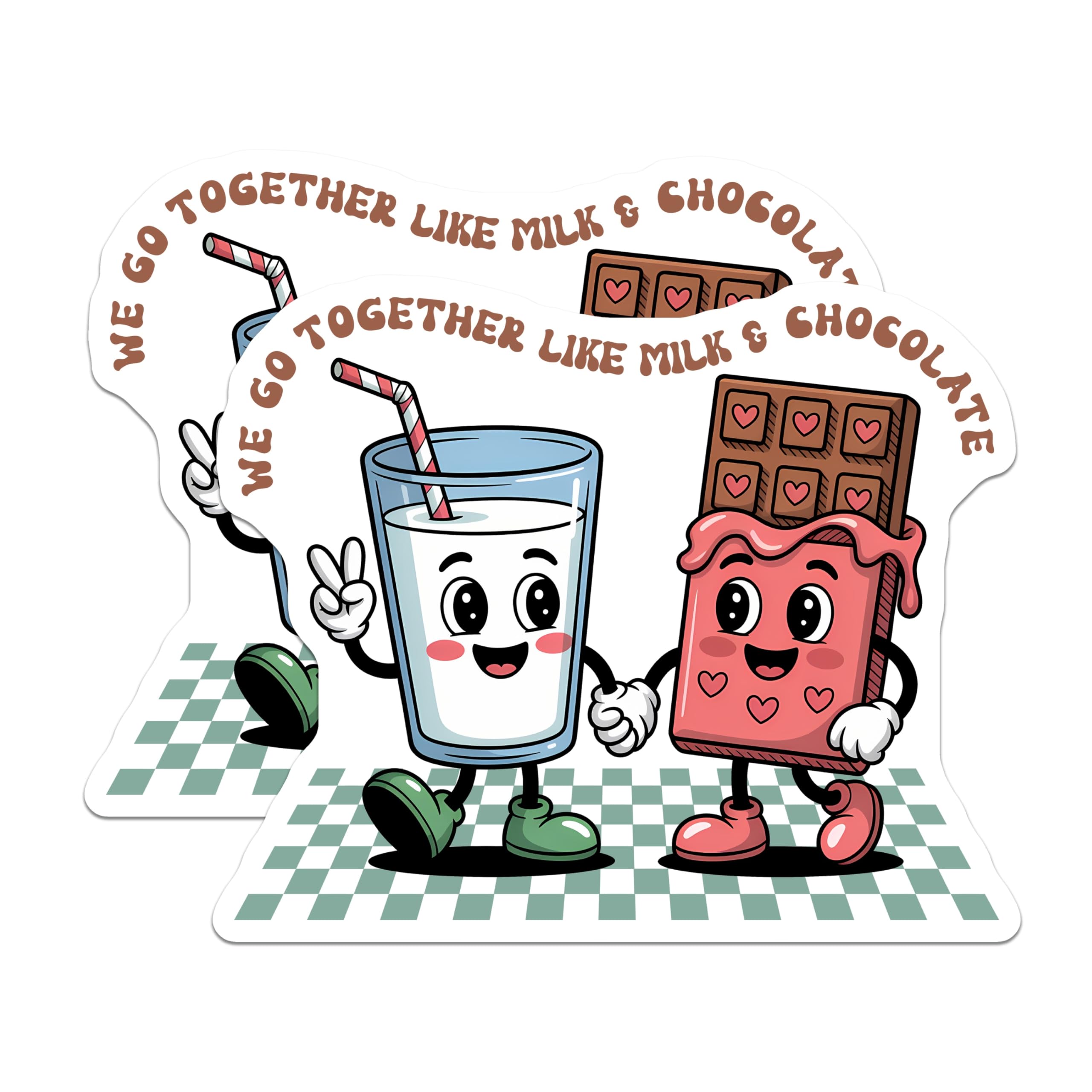 (2 Pack) Milk and Chocolate Magnets - Cute Cartoon Magnets - Couple Relationship Magnets - 5" On Longest Side - Premium Magnet - for Cars, Refrigerators, Toolboxes, Lockers - Made in USA - MAG14394