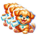 (3 Pack) Puppy with Milk Bottle Decals - Cute Dog Sticker - Laptop Decal - 3 Inches On Longest Side - Easy Peel & Apply - Made in USA - 3MCS8356