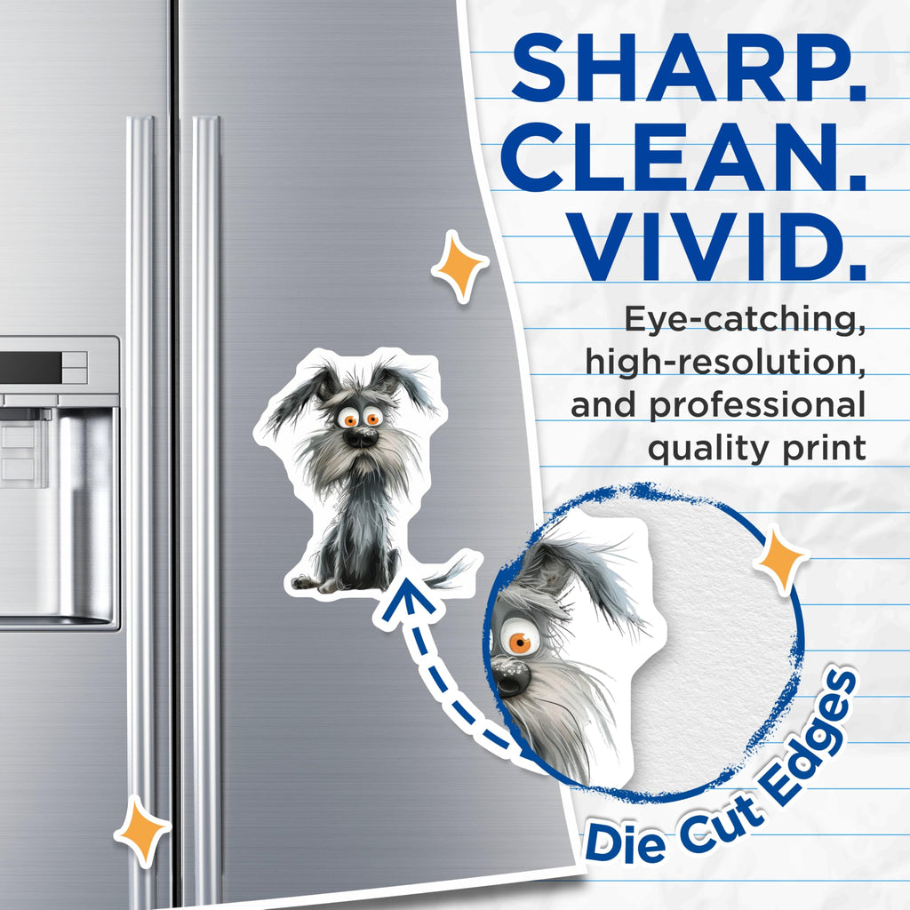 (2 Pack) Shaggy Dog Magnets - Whimsical Pet Animal - Refrigerator Locker Decor - 5 Inches On Longest Side - Thick Durable Magnet - Made in USA - MAG30390