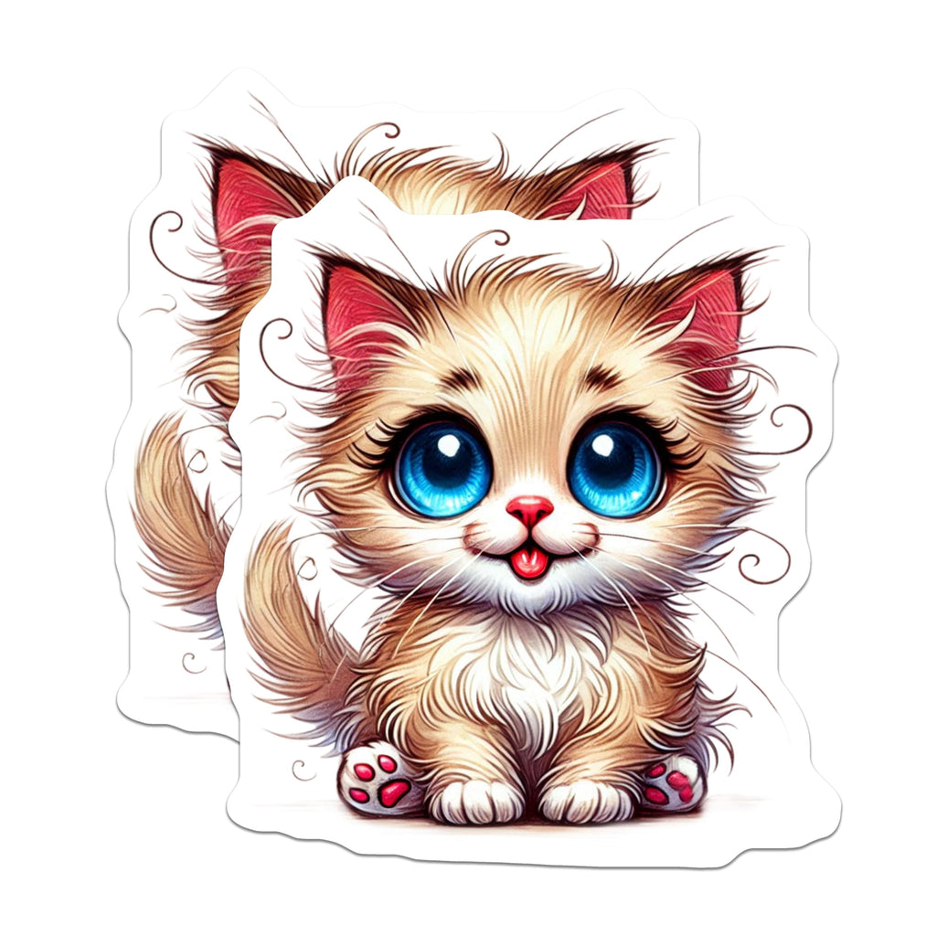 (2 Pack) Kitten Magnets - Cute Cat Refrigerator Magnets - Big Eye Pet Magnet - 5" On Longest Side - Premium Magnet - for Cars, Refrigerators, Toolboxes, Lockers - Made in USA - MAG14918