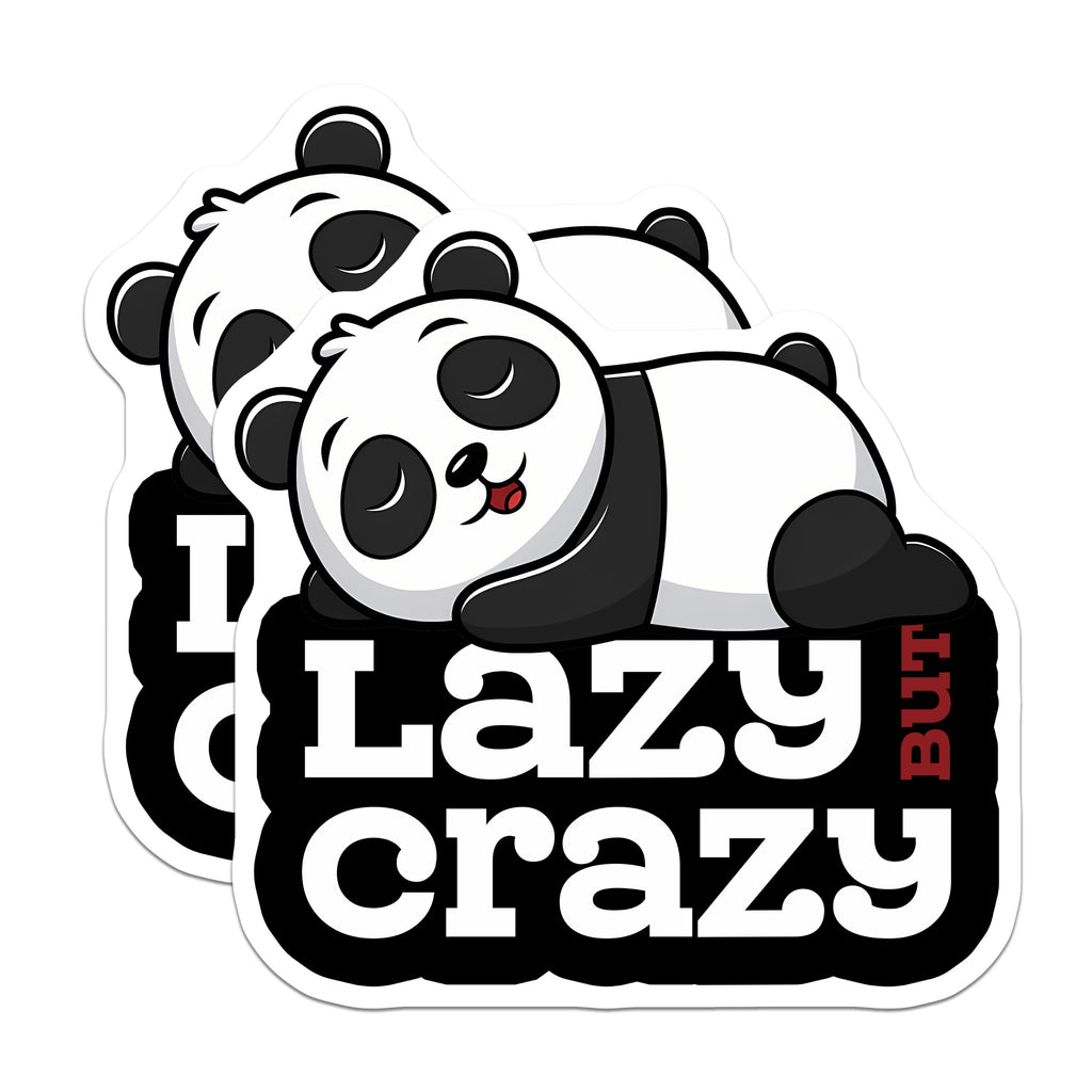 (2 Pack) Lazy But Crazy Panda Magnets - Cute Animal Fridge Decor - Funny Saying Locker Magnet - 5 Inches On Longest Side - Thick Durable Magnet - Made in USA - MAG38846
