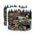 (2 Pack) Hunting Dog Stickers - Vintage Truck - Outdoors Adventure - 5" On Longest Side - Sticks to Smooth Flat Surfaces - Made in USA - BMCS6033