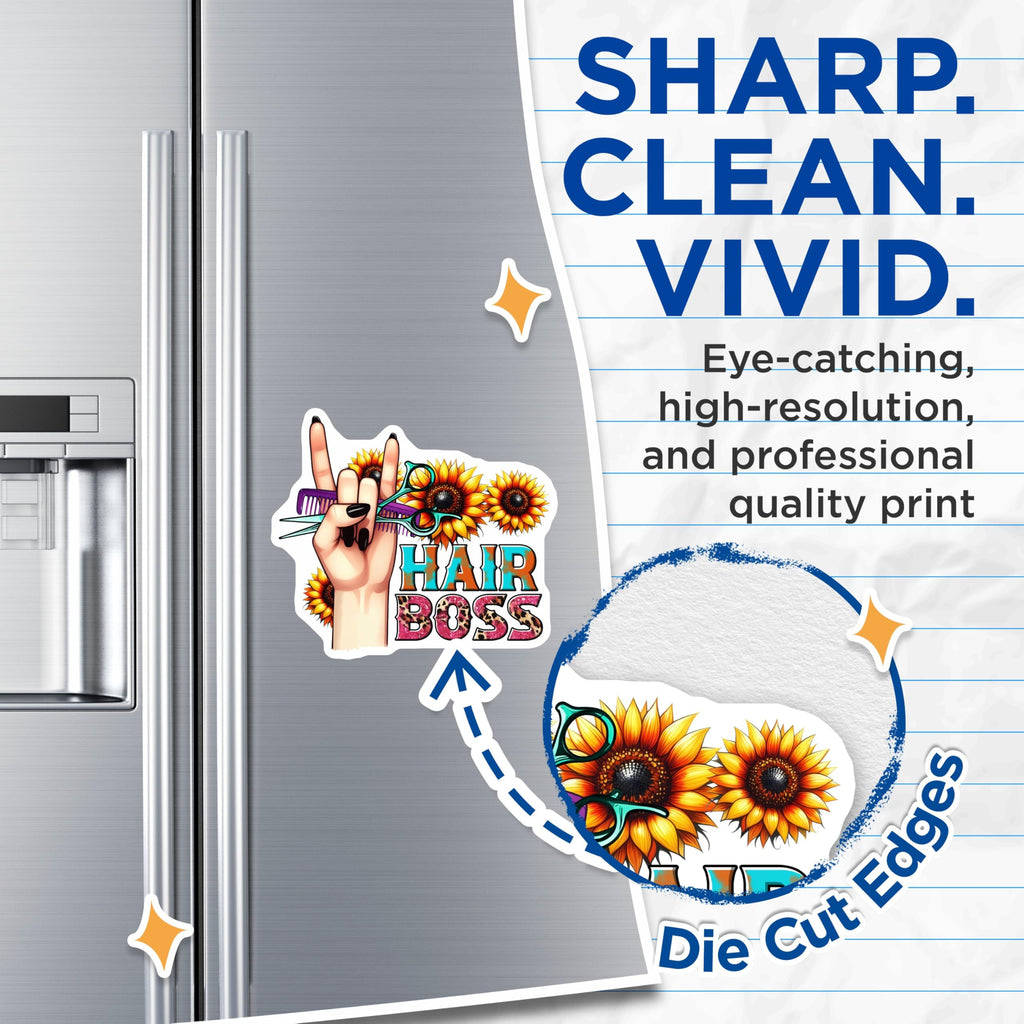 (2 Pack) Hair Boss Magnets - Hairstylist Decor - Salon Accessories - Hairdresser Gift - 5" On Longest Side - for Cars, Fridges, Toolboxes - Made in USA - MAG7581