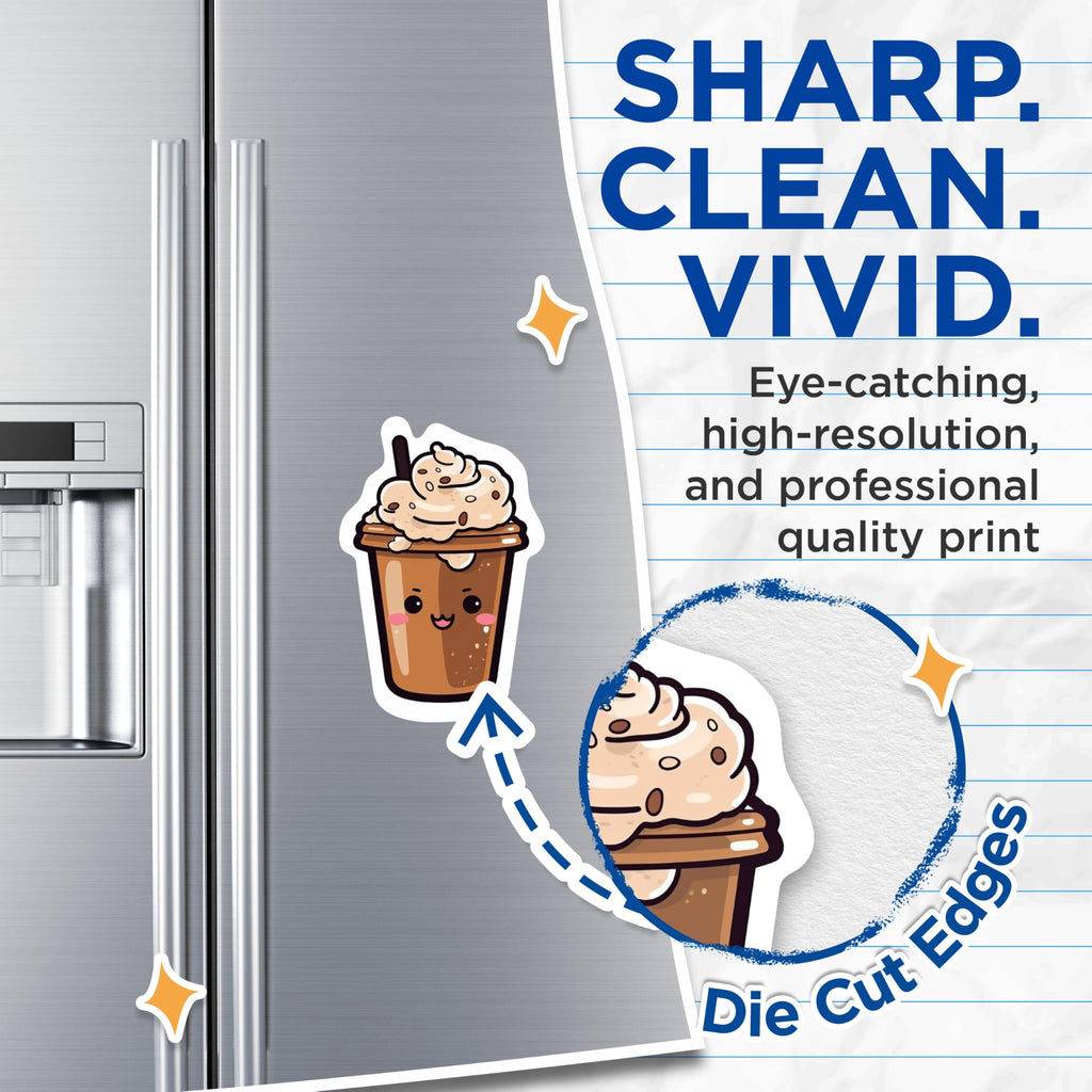 (2 Pack) Kawaii Mocha Magnets - Cartoon Coffee - Fun Coffee Magnets - 5 Inches On Longest Side - Premium Magnet - for Cars, Refrigerators, Toolboxes - Made in USA - MAG2177