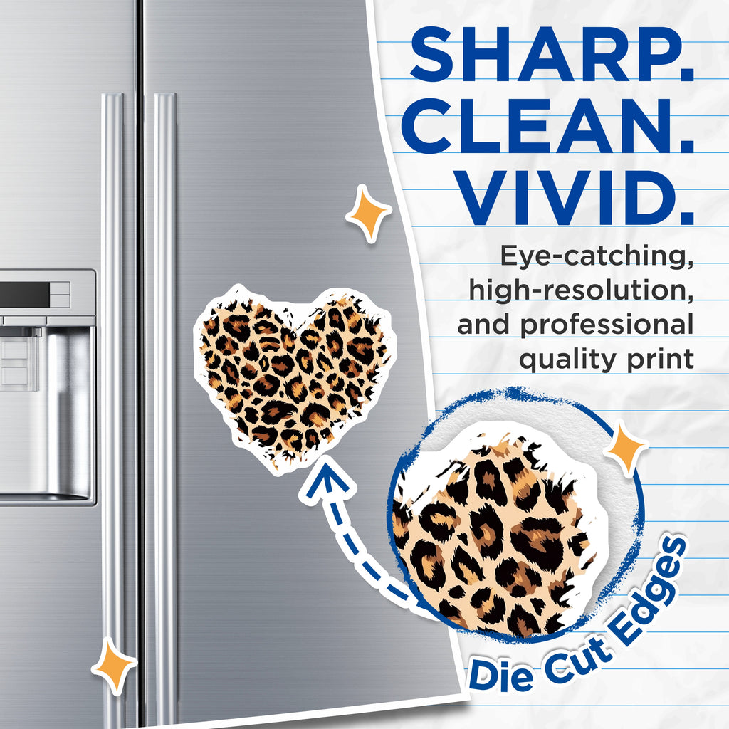 (2 Pack) Leopard Print Heart Magnets - Animal Print Fridge Decor - Trendy Locker Sassy Accent Fashion Aesthetic - 5 Inches On Longest Side - Thick Durable Magnet - Made in USA - MAG36752
