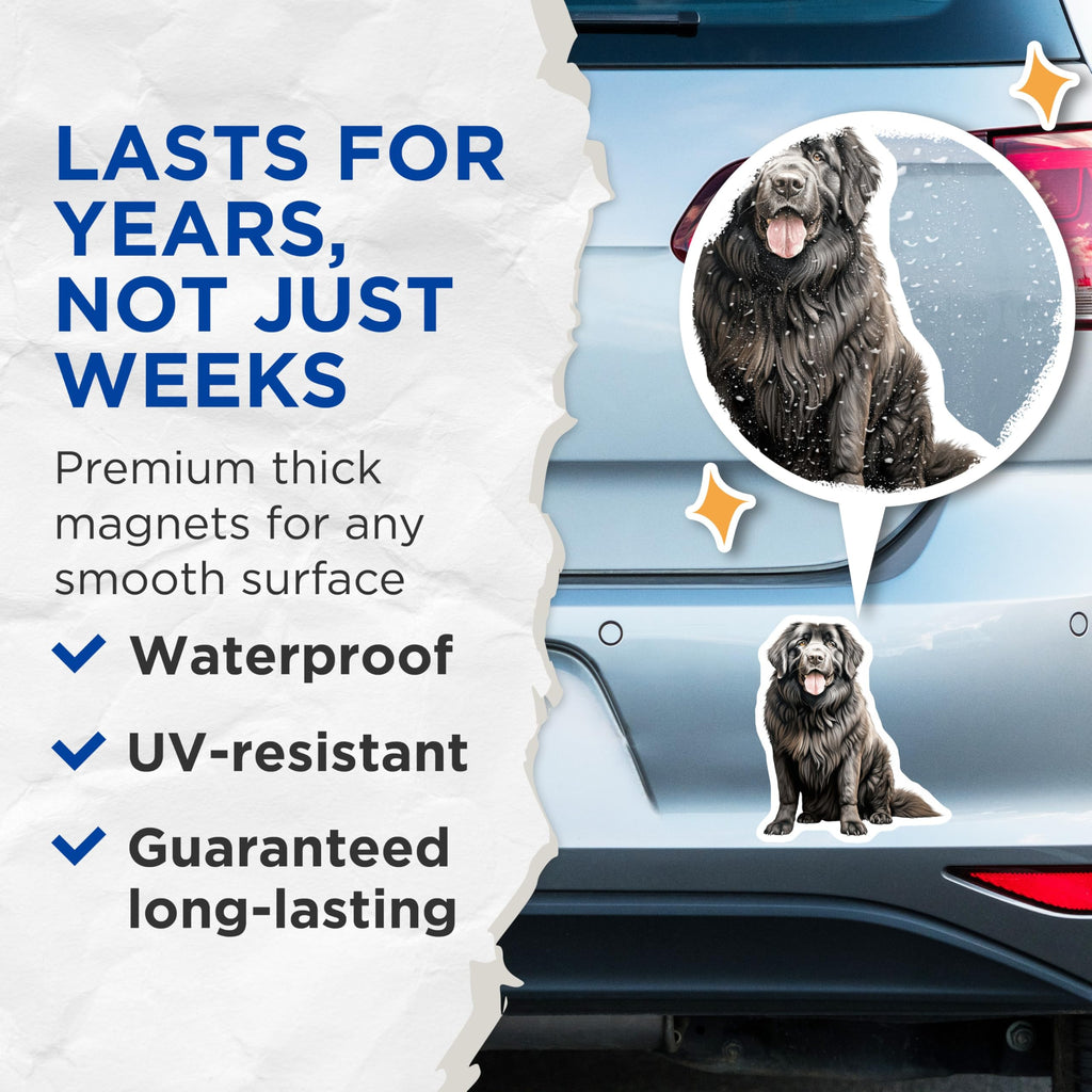 (2 Pack) Newfoundland Dog Magnets - Newfie Breed Decor - Pet Lover Accessory - 5 Inches On Longest Side - Thick Durable Magnet - Made in USA - MAG28979