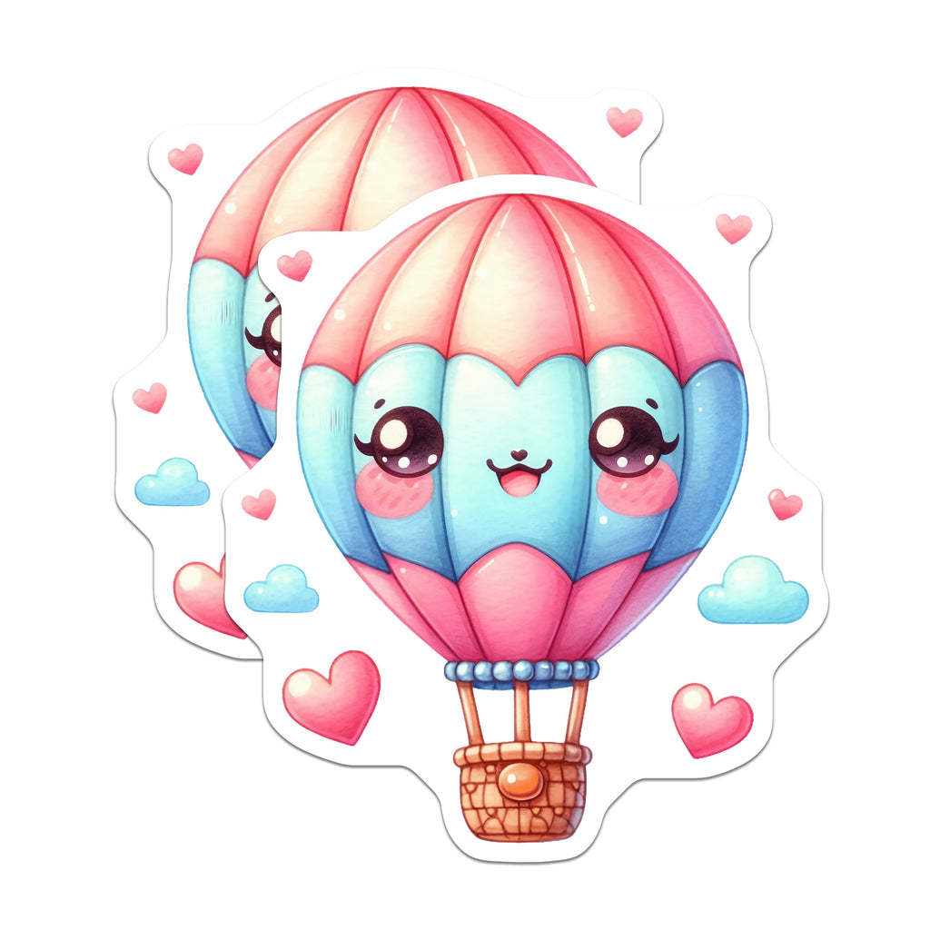(2 Pack) Kawaii Hot Air Balloon Magnets - Cute Dreamy Fridge Decor - Pastel Aesthetic Locker Organizer - 5 Inches On Longest Side - Thick Durable Magnet - Made in USA - MAG36138