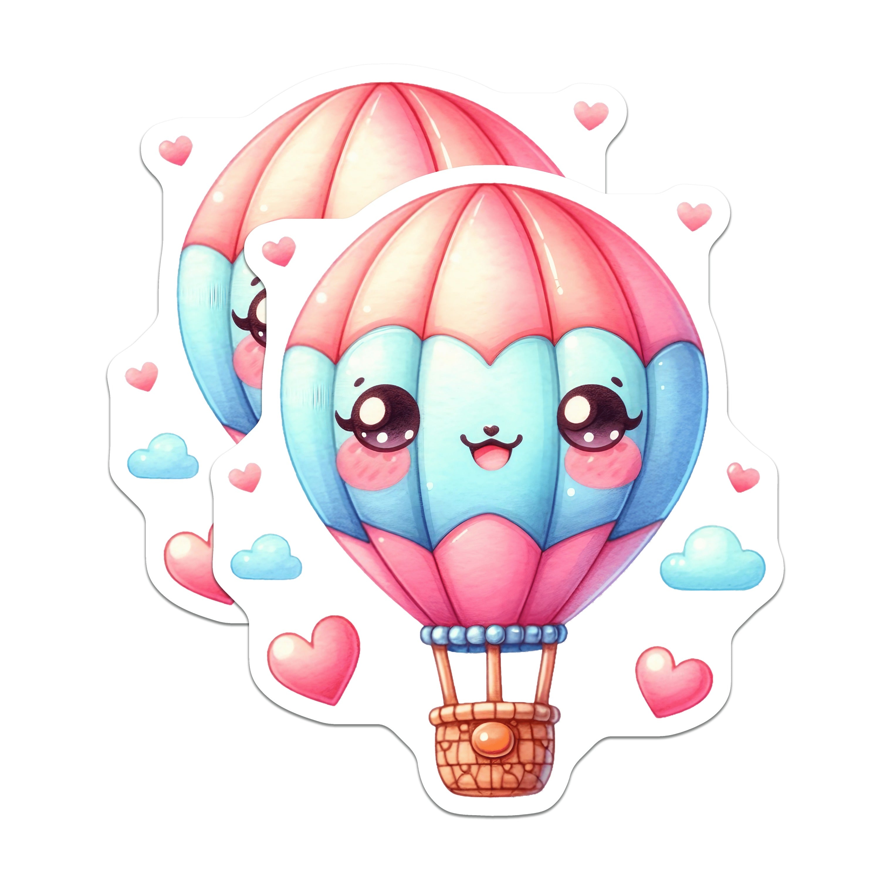 (2 Pack) Kawaii Hot Air Balloon Magnets - Cute Dreamy Fridge Decor - Pastel Aesthetic Locker Organizer - 5 Inches On Longest Side - Thick Durable Magnet - Made in USA - MAG36138