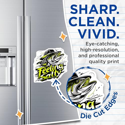 (2 Pack) Feeling Salty Magnets - Funny Fishing - Cool Angler - Bright Fish Design - 5" On Longest Side - for Cars, Refrigerators, Toolboxes, Lockers - Made in USA BMCS3450