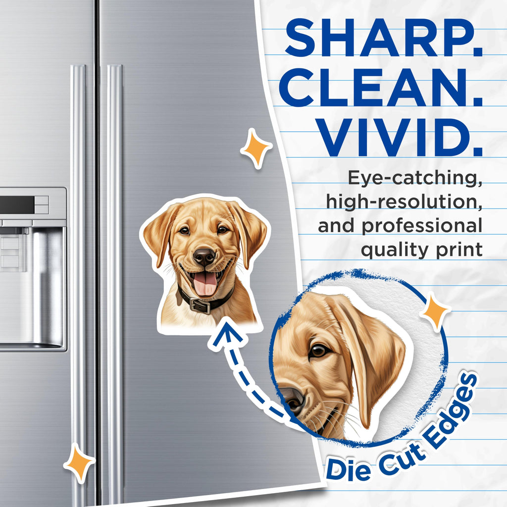 (2 Pack) Golden Retriever Puppy Magnets - Cute Dog Lover Magnets - Pet Owner Animal Fridge Magnets - 5 Inches On Longest Side - Thick Durable Magnet - Made in USA - MAG30815