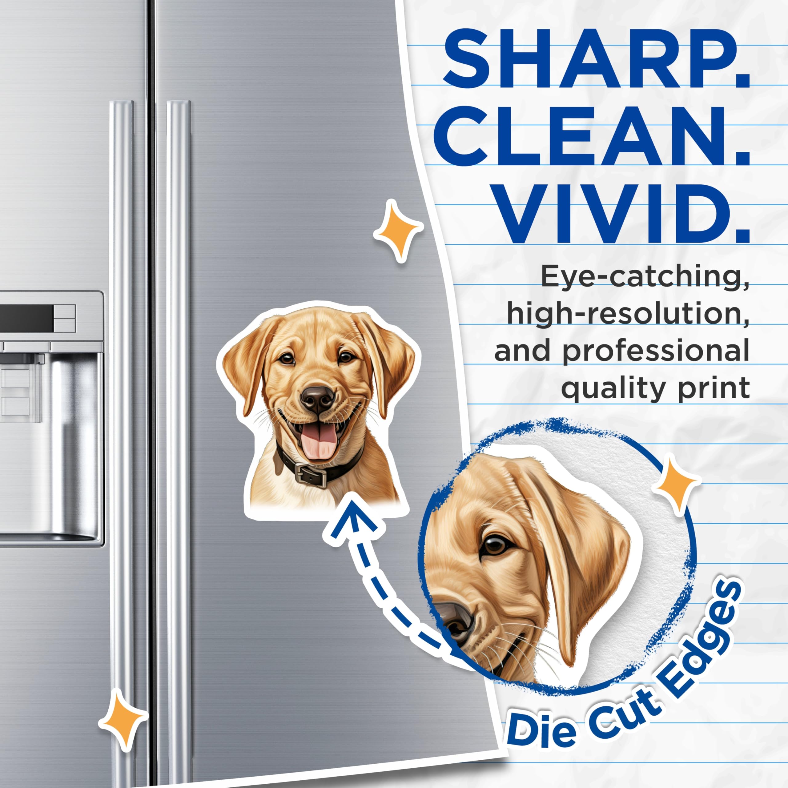 (2 Pack) Golden Retriever Puppy Magnets - Cute Dog Lover Magnets - Pet Owner Animal Fridge Magnets - 5 Inches On Longest Side - Thick Durable Magnet - Made in USA - MAG30815