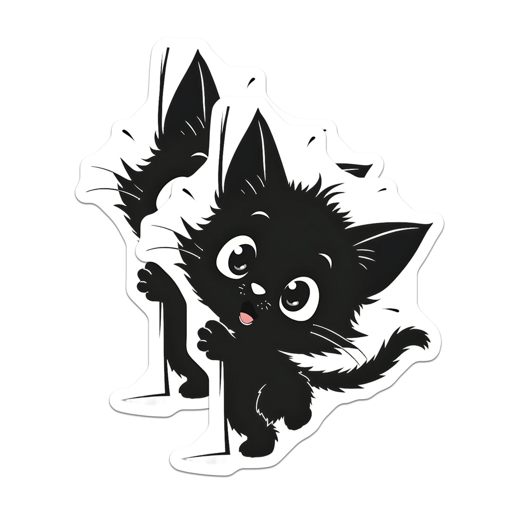 (2 Pack) Black Cat Magnets - Cartoon Kitten Decor - Spooky Cat Lover Refrigerator Magnets - 5" On Longest Side - Premium Magnet - for Cars, Refrigerators, Toolboxes, Lockers - Made in USA - MAG14182