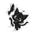 (2 Pack) Black Cat Magnets - Cartoon Kitten Decor - Spooky Cat Lover Refrigerator Magnets - 5" On Longest Side - Premium Magnet - for Cars, Refrigerators, Toolboxes, Lockers - Made in USA - MAG14182