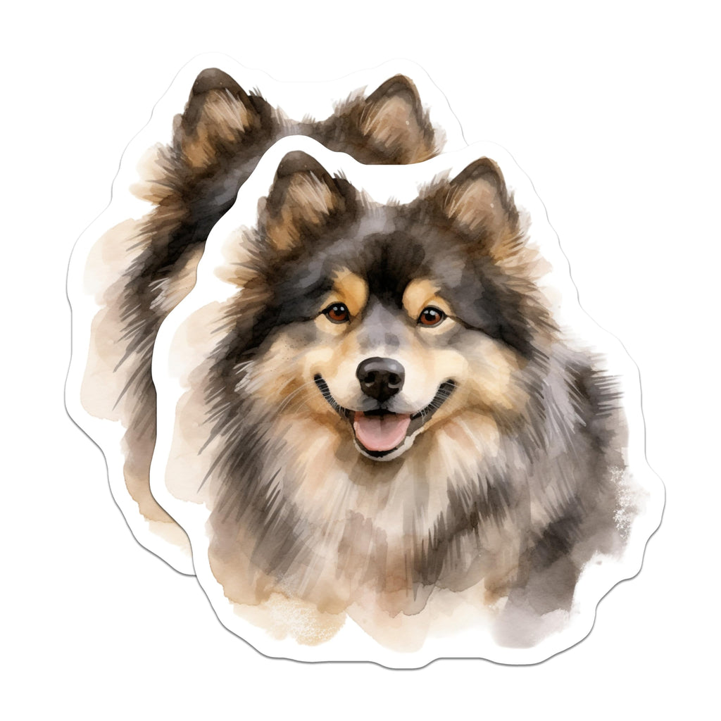 (2 Pack) Fluffy Finnish Lapphund Magnets - Watercolor Dog Art Pet Lover - Kitchen Refrigerator Accessory - 5 Inches On Longest Side - Thick Durable Magnet - Made in USA - MAG29321