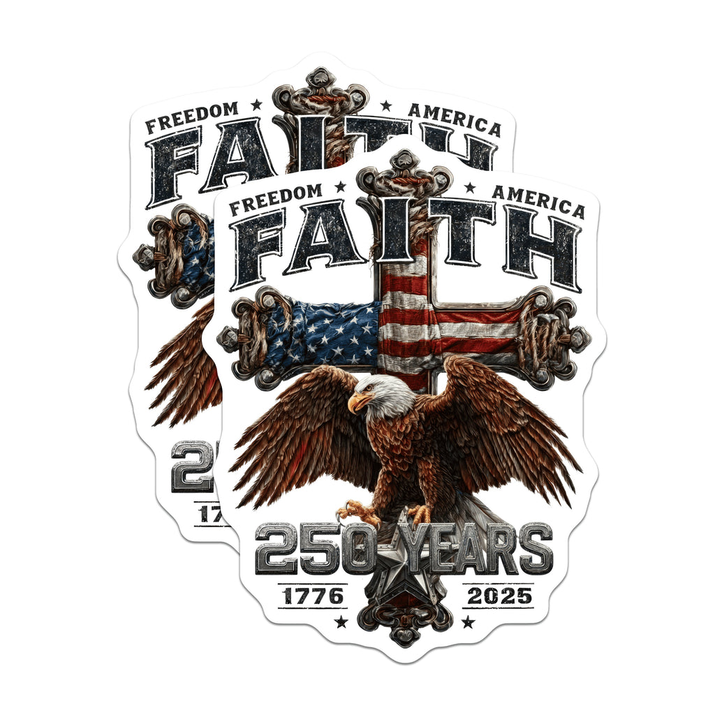 (2 Pack) Freedom Faith America Magnets - Patriotic Eagle Decor - 250 Years USA Independence 1776 2025 - Christian Patriot Fridge Art - 5" - Durable Magnet - Made in USA - MAG38100
