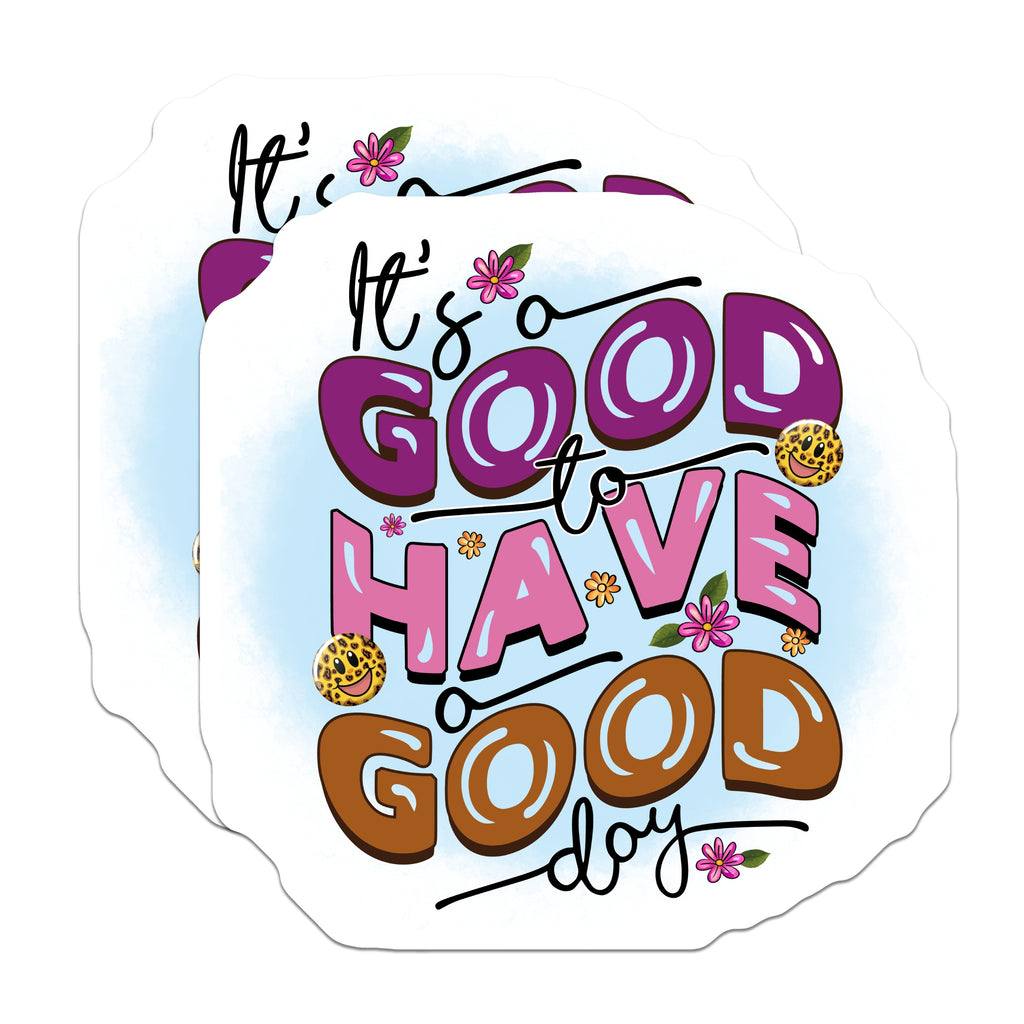(2 Pack) Good Day Quote Magnets - Retro Smiley Face Decor - Y2K Aesthetic Refrigerator Locker Magnets - 5 Inches On Longest Side - Thick Durable Magnet - Made in USA - MAG37941