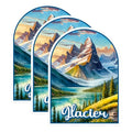 (3 Pack) Glacier Decals - Mountain Scenery - Laptop Sticker - Watercolor Art Decals - 3 Inches On Longest Side - Easy Peel & Apply - Made in USA - 3MCS0402
