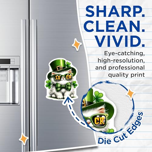 (2 Pack) Lucky Cat Magnets - St. Patrick's Day Decor - 5" On Longest Side - for Cars, Fridges, Toolboxes - Made in USA - MAG8105