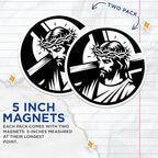 (2 Pack) Jesus Christ Magnets - Religious Magnets - Inspirational Magnets for Home Decor - Christian Magnets - Faith Magnets - 5" On Longest Side - for Cars, Fridges, Toolboxes - Made in USA - MAG5584