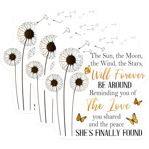 (3 Pack) Butterfly Dandelion Decals - Memorial Quote Decal - Inspirational Laptop Decal - 3 Inches On Longest Side - Easy Peel & Apply - Made in USA - 3MCS4907
