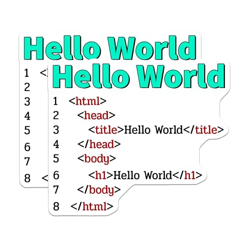 (2 Pack) Hello World HTML Code Magnets - Programming Decor - Developer Gifts - Tech Enthusiast Accessories - 5" On Longest Side - for Cars, Fridges, Toolboxes - Made in USA - MAG7435