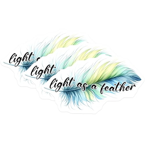 (3 Pack) Feather Decals - Light As A Feather Quote - Laptop Decals - 3 Inches On Longest Side - Easy Peel & Apply - Made in USA - 3MCS6322