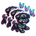 (3 Pack) Cute Puppy Decals - Black Dog Stickers - Butterfly Art Decals - 3 Inches On Longest Side - Easy Peel & Apply - Made in USA - 3MCS8365