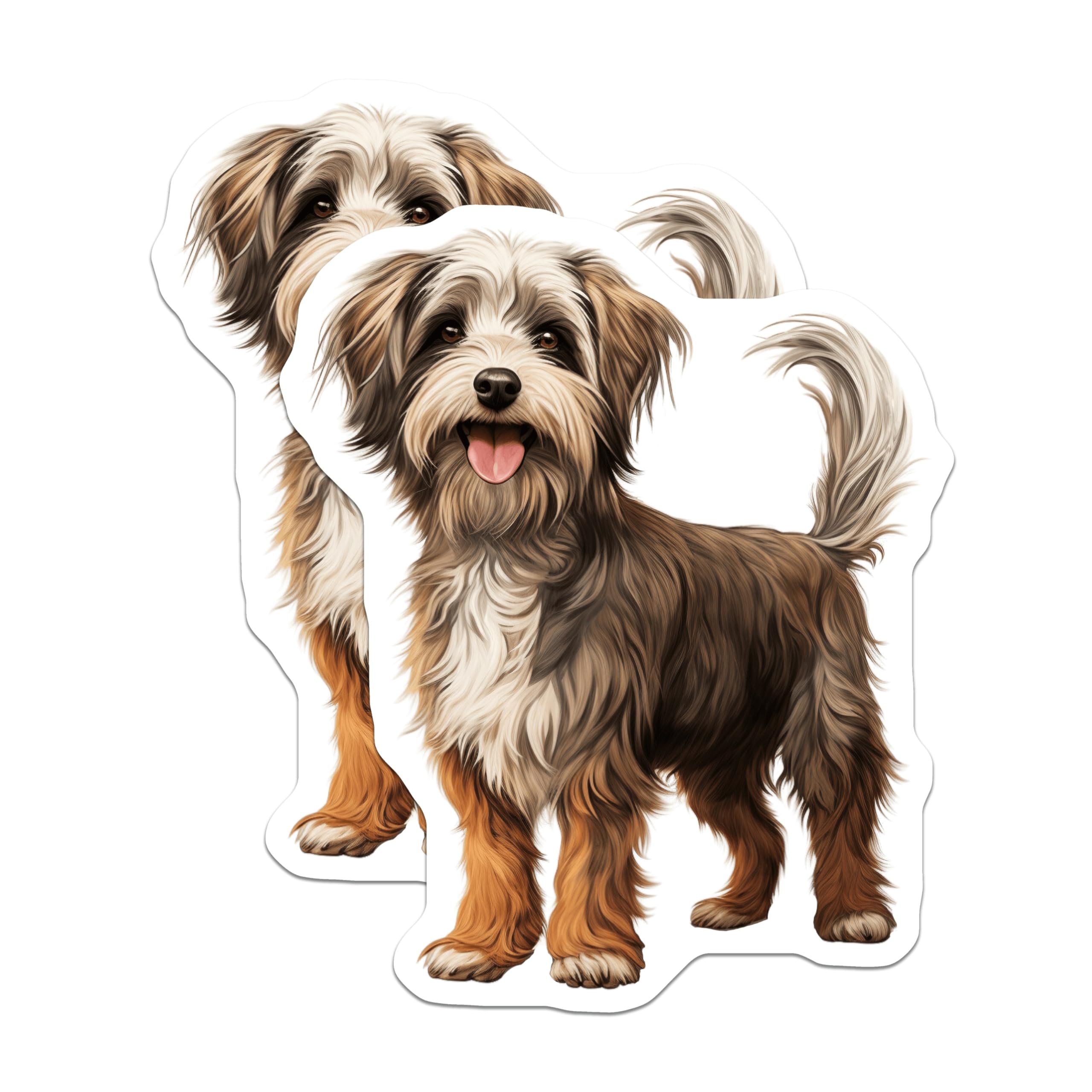 (2 Pack) Shaggy Brown Dog Magnets - Happy Puppy Fridge Decor - Pet Lover Kitchen Accessory - 5 Inches On Longest Side - Thick Durable Magnet - Made in USA - MAG25022