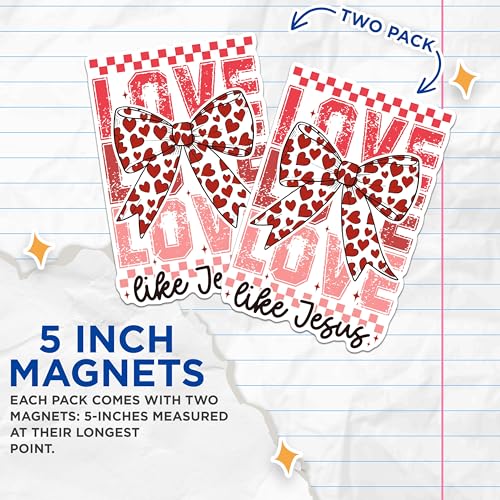 (2 Pack) Love Like Jesus Magnets - Christian Decorative Magnets - Faith Based Magnet Decor for Home or Office- 5" On Longest Side - for Fridges, Toolboxes, Cars - Made in USA - MAG3030