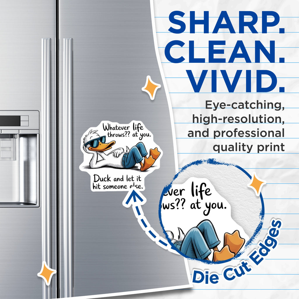 (2 Pack) Funny Duck Magnets - Sarcastic Quote Decor - Witty Humor Appliance Magnet - 5 Inches On Longest Side - Thick Durable Magnet - Made in USA - MAG36916