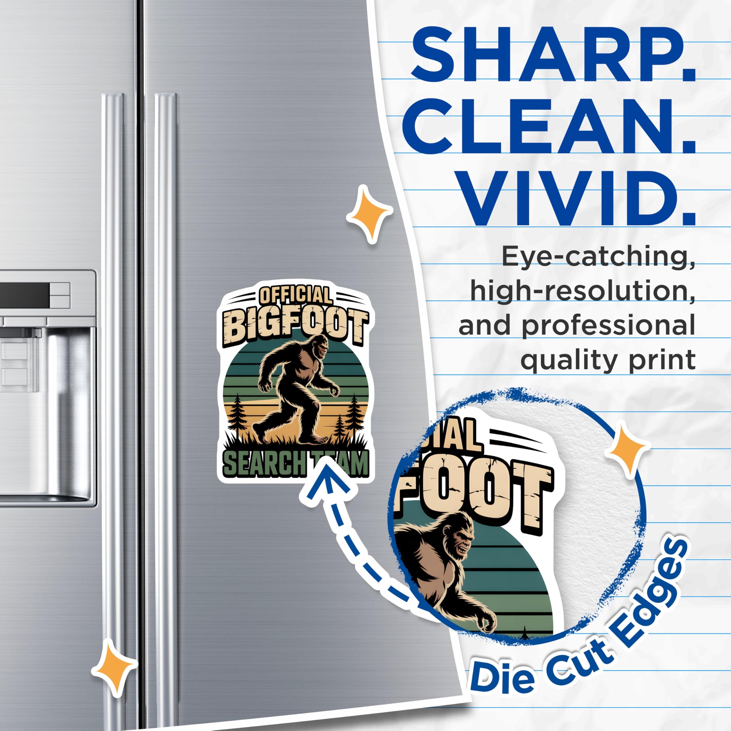 (2 Pack) Official Bigfoot Search Team Magnets - Sasquatch Cryptid Hunter - Paranormal Creature Squad Decor - 5 Inches On Longest Side - Thick Durable Magnet - Made in USA - MAG22036