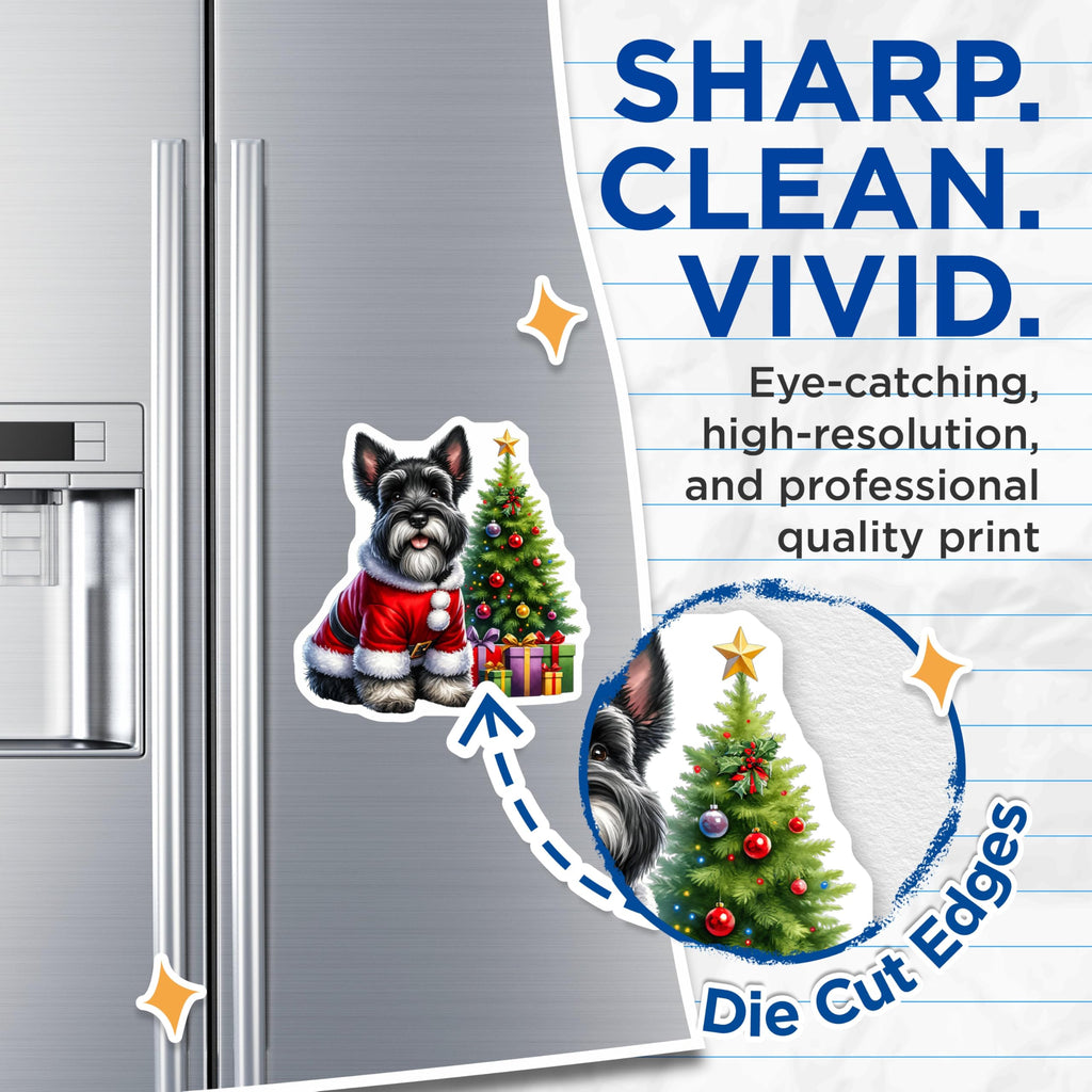 (2 Pack) Schnauzer Christmas Magnets - Santa Dog Holiday Decor - Cute Pet Refrigerator Accessory - 5 Inches On Longest Side - Thick Durable Magnet - Made in USA - MAG28489