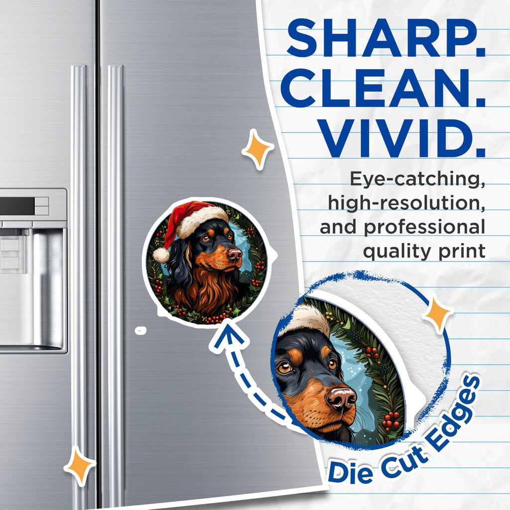 (2 Pack) Festive Dog Magnets - Setter Christmas Decor - Holiday Refrigerator Accessories - 5 Inches On Longest Side - Thick Durable Magnet - Made in USA - MAG30942
