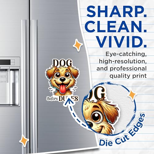 (2 Pack) Dog Before Dudes Magnets - Funny Dog Lover Magnets - Cute Puppy Magnets for Fridge- 5" On Longest Side - for Fridges, Toolboxes, Cars - Made in USA - MAG2816