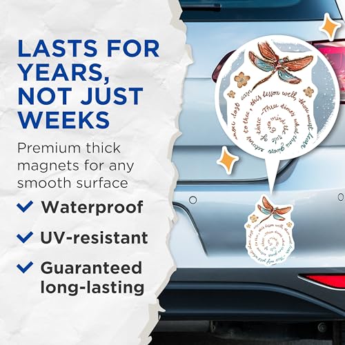 (2 Pack) Inspirational Dragonfly Magnets - Motivational Quote Magnet - Unique Spiral Design Magnet - 5" On Longest Side - for Cars, Fridges, Toolboxes - Made in USA - MAG4186
