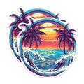 (2 Pack) Tropical Ocean Sunset Magnets - Beach Bum Ocean Lover - Coastal Sunset - 5 Inches On Longest Side - Premium Magnet - for Cars, Refrigerators, Toolboxes - Made in USA - MAG2107