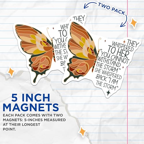 (2 Pack) Inspirational Butterfly Magnets - Motivational Quotes - Empowering Affirmation Magnets for Women - 5" On Longest Side - for Cars, Fridges, Toolboxes - Made in USA - MAG4193