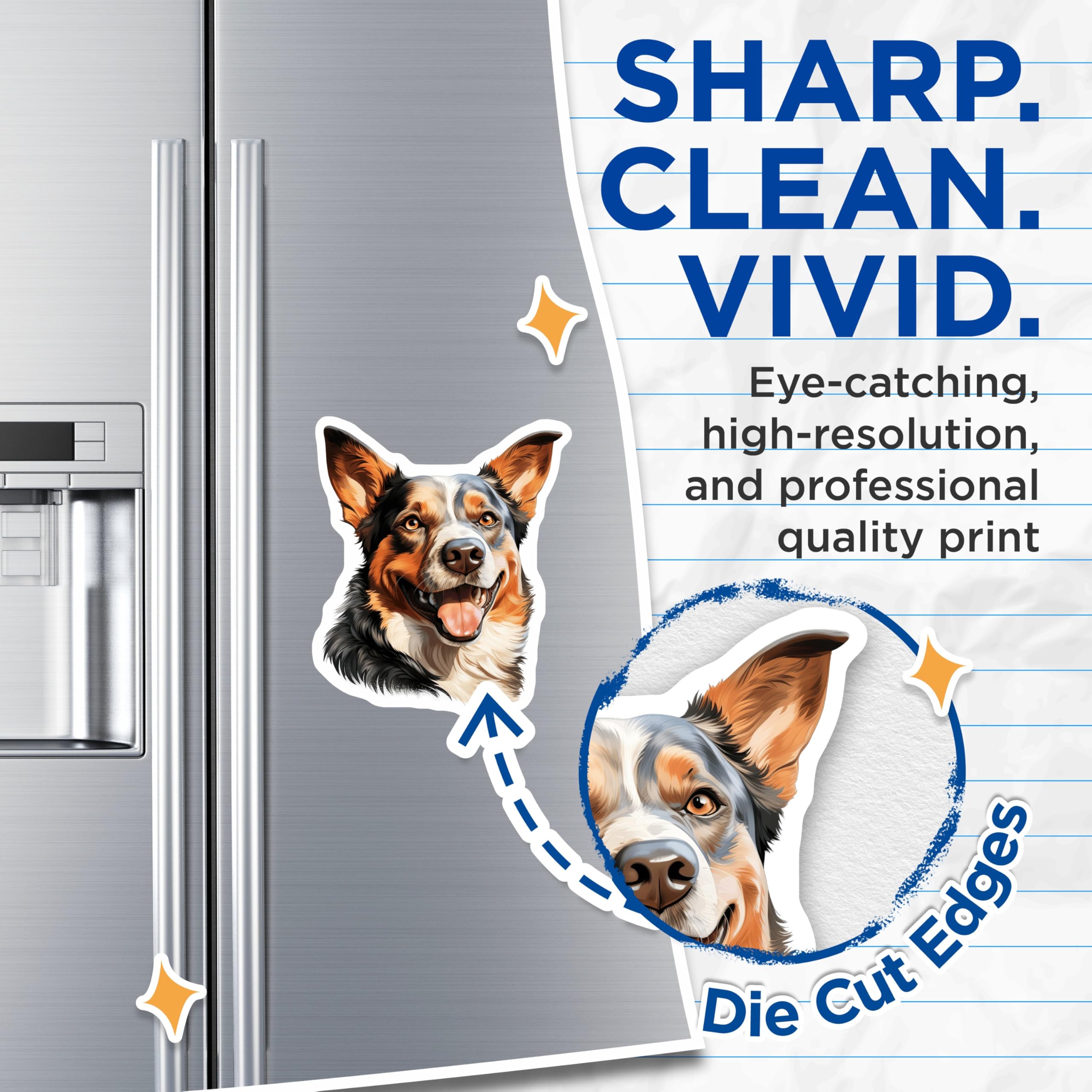 (2 Pack) Australian Shepherd Magnets - Smiling Dog Art - Pet Parent Decor for Dog Lovers - 5 Inches On Longest Side - Thick Durable Magnet - Made in USA - MAG26645