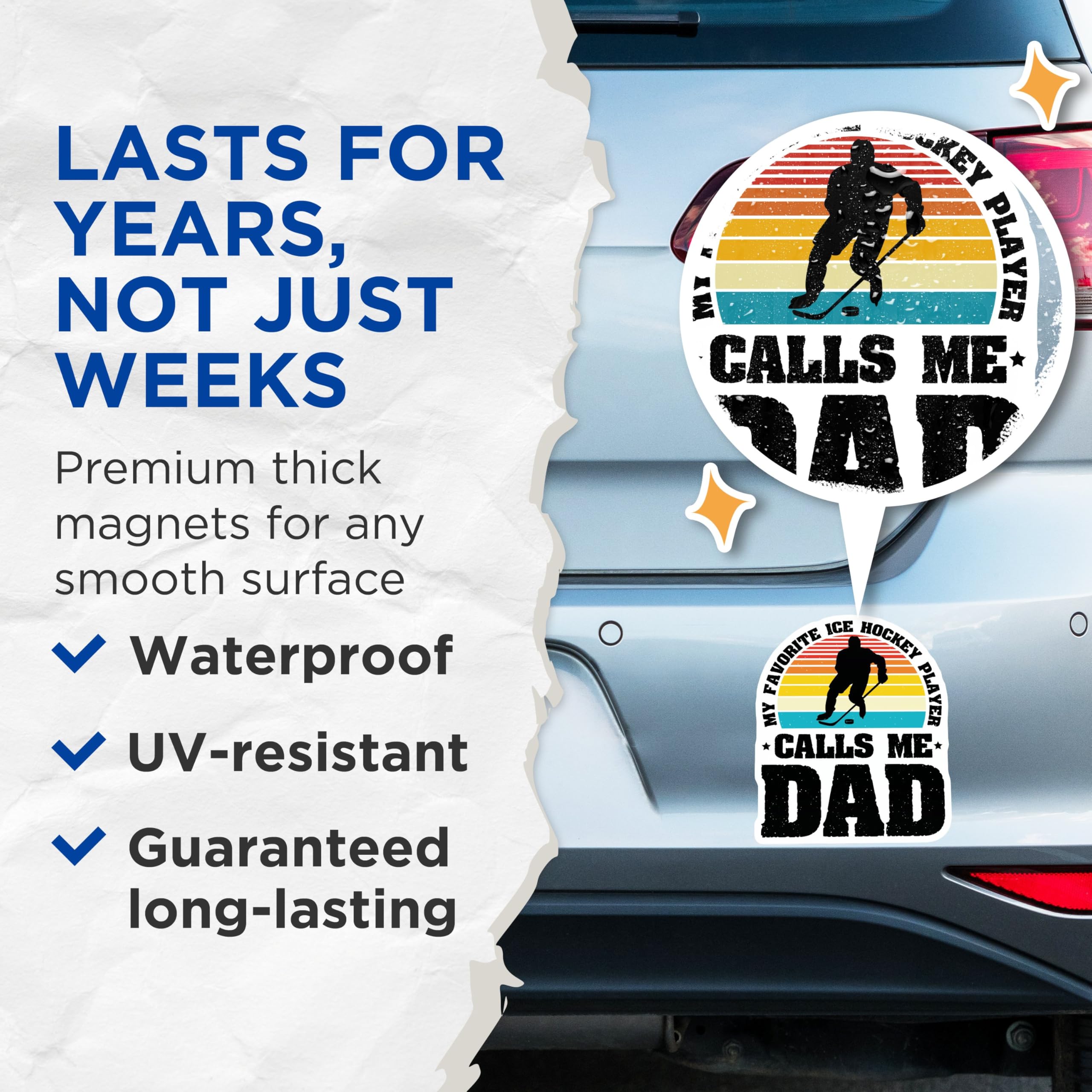 (2 Pack) Favorite Ice Hockey Player Dad Magnets - Fun Dad Quotes - Ice Hockey DÃƒÂ©cor - 5" On Longest Side - for Cars, Fridges, Toolboxes - Made in USA - MAG4144